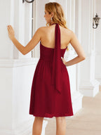 Robe de demoiselle d'honneur courte en mousseline de soie, dos nu, sans manches, robe de soirée formelle, dos nu, Baoleely 28023 