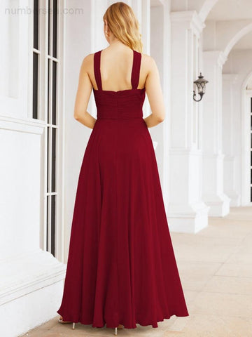 Baoleely Crisscross Halter Bridesmaid Dresses for Party Wedding Evening Prom Maxi Ball Gowns 28053