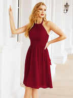 Robe de demoiselle d'honneur courte en mousseline de soie, dos nu, sans manches, robe de soirée formelle, dos nu, Baoleely 28023 