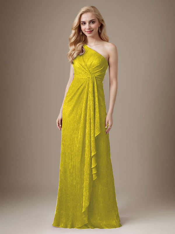 Vestido Ruby Sheath de malla metálica con un solo hombro para la madre de la novia
