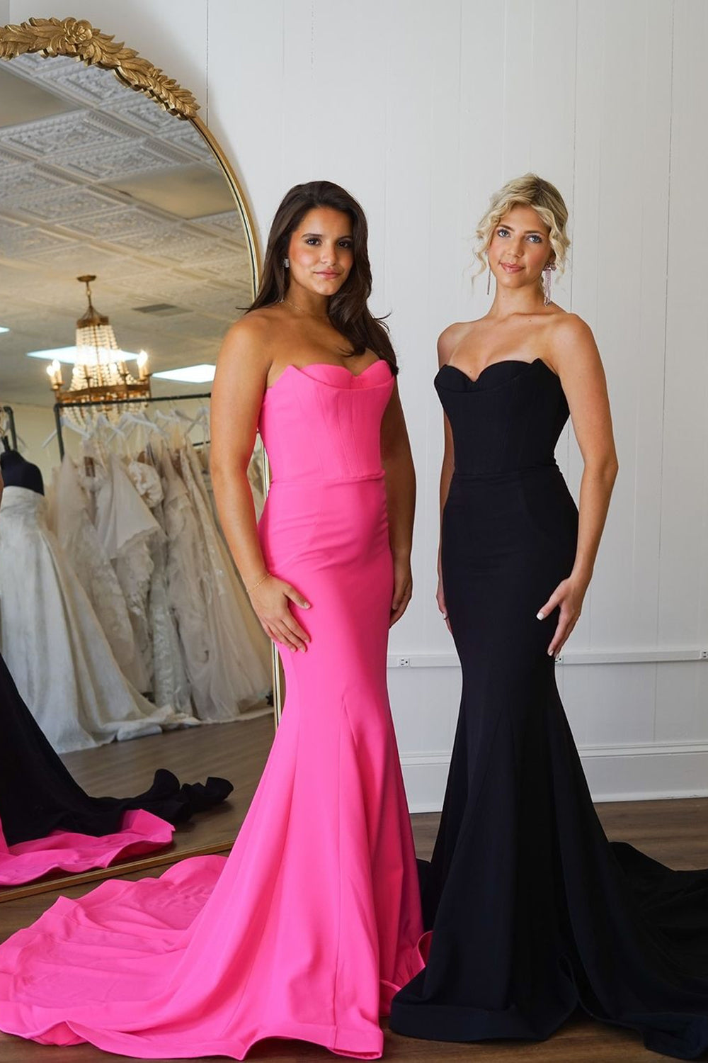 Strapless Mermaid Long Corset Prom Dress with Slit