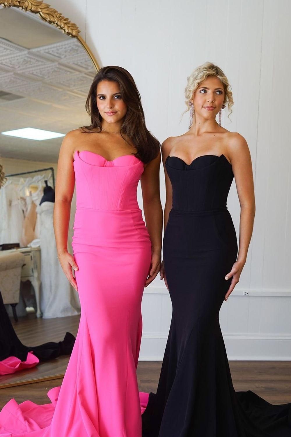 Strapless Mermaid Long Corset Prom Dress with Slit