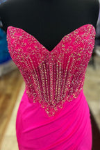 Sweetheart Mermaid Satin Long Corset Prom Dress with Beading