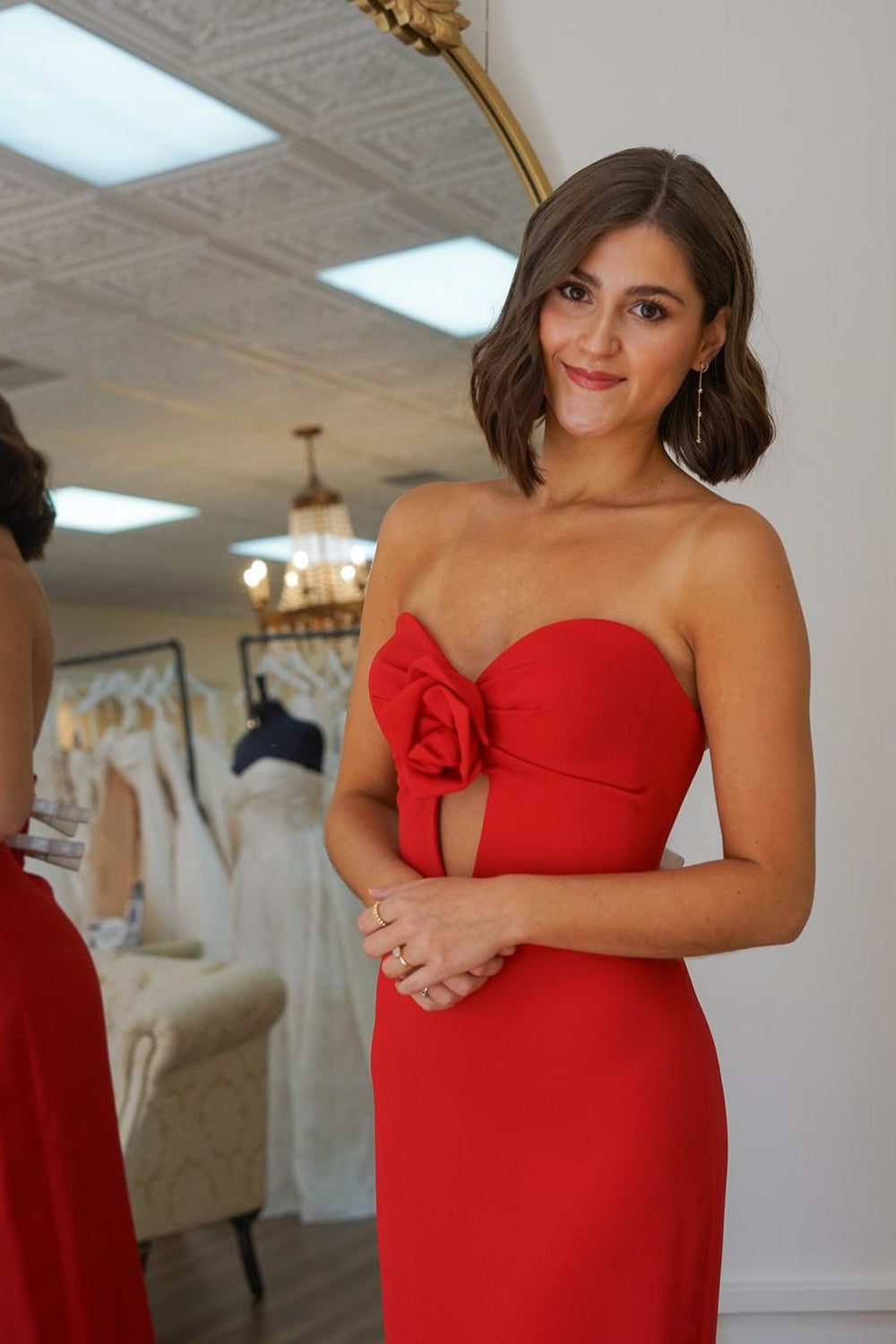 Simple  Sweetheart Mermaid Satin Long Prom Dress with 3D Flower