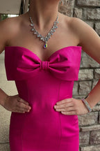 Sweetheart Satin Mermaid Long Prom Dress with Bow