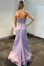 Robe de bal longue sirène bustier élégante en satin avec fente