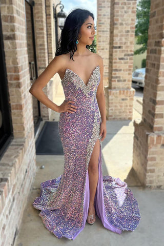Mermaid Sweetheart Sequins Long Prom Dress with Beading