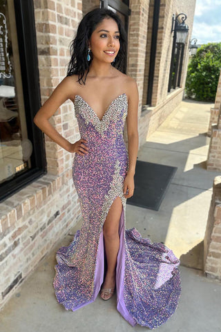 Mermaid Sweetheart Sequins Long Prom Dress with Beading
