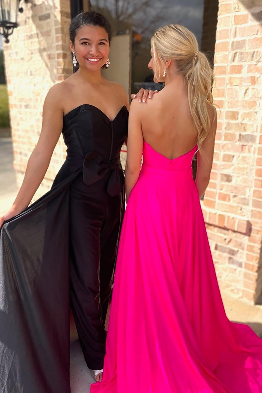 Sweetheart Corset Prom Jumpsuits with Bow