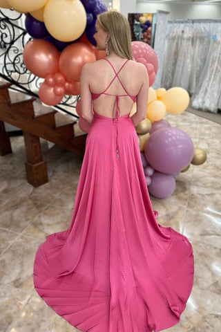 Spaghetti Straps Satin Mermaid Cut-out Long Prom Dress