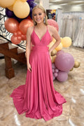 Spaghetti Straps Satin Mermaid Cut-out Long Prom Dress