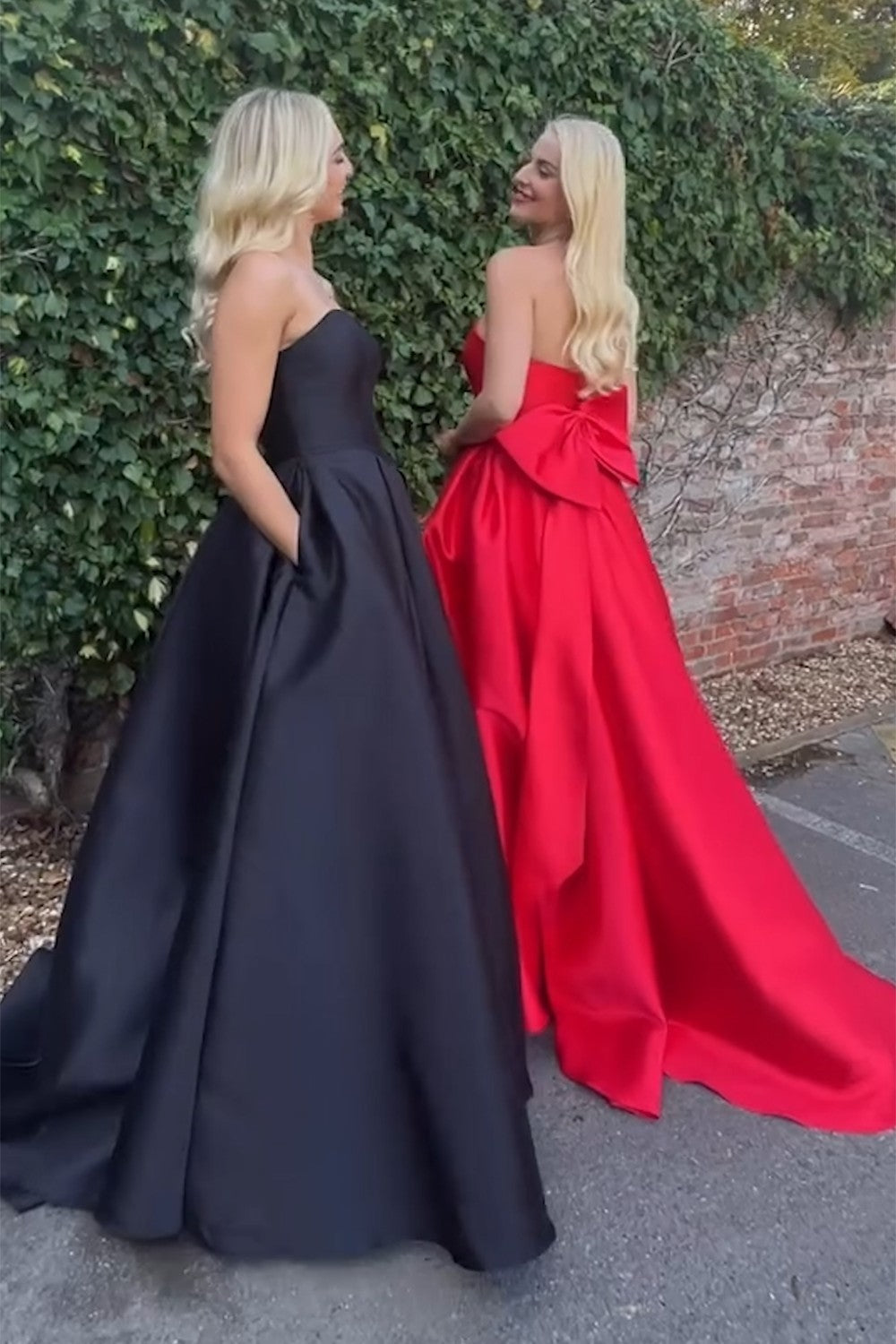 Sweetheart A-Line Satin Long Prom Dress with Bow