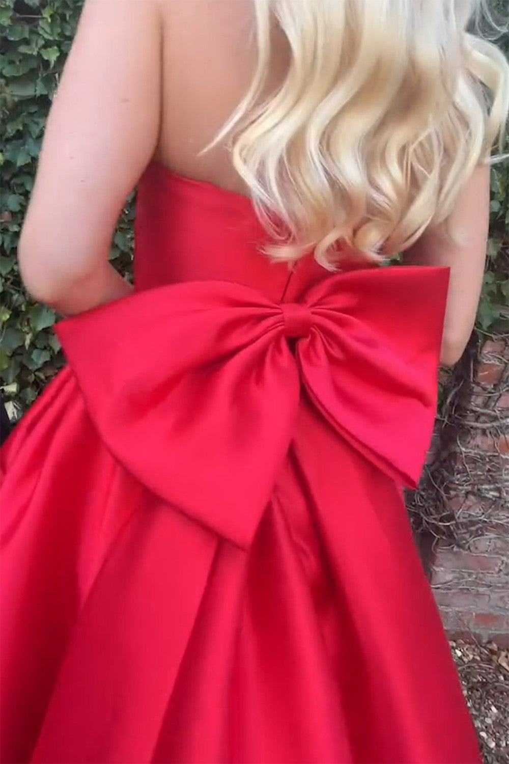 Sweetheart A-Line Satin Long Prom Dress with Bow