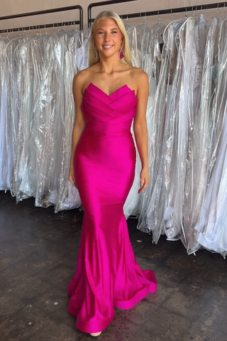 Sweetheart Satin Mermaid Long Prom Dress