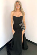 Sweetheart Mermaid Satin Long Prom Dress with Bows