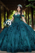 Robe de bal épaules dénudées pour quinceañera avec appliques