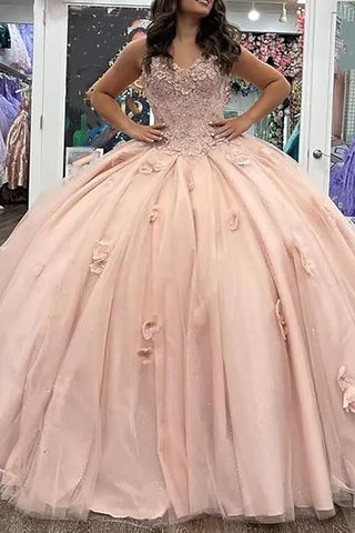 Robe de bal bustier en tulle avec corset et appliques, robe de quinceañera