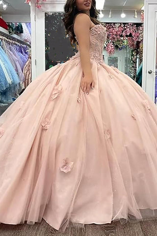 Robe de bal bustier en tulle avec corset et appliques, robe de quinceañera