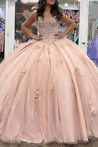 Robe de bal bustier en tulle avec corset et appliques, robe de quinceañera