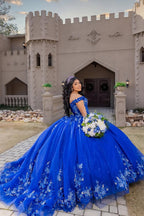 Robe de princesse Quinceañera à épaules dénudées avec appliques