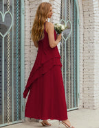 Vestido largo de gasa de talla grande para la madre de la novia, vestido de gala para dama de honor, vestido de graduación SY28019