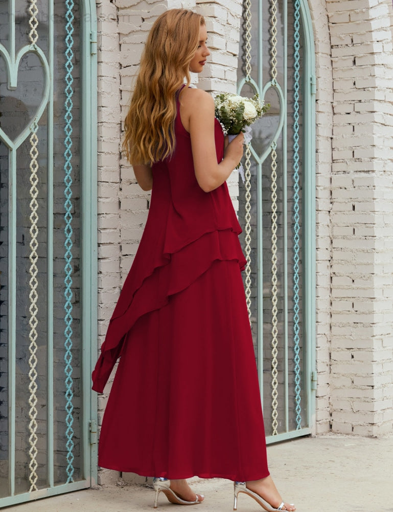 Vestido largo de gasa de talla grande para la madre de la novia, vestido de gala para dama de honor, vestido de graduación SY28019