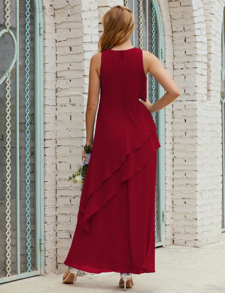 Vestido largo de gasa de talla grande para la madre de la novia, vestido de gala para dama de honor, vestido de graduación SY28019