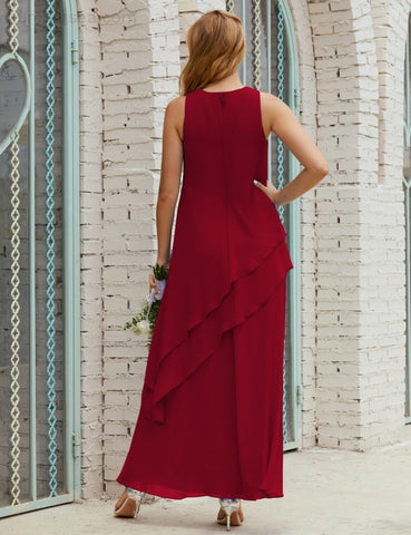 Vestido largo de gasa de talla grande para la madre de la novia, vestido de gala para dama de honor, vestido de graduación SY28019