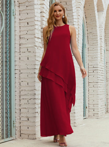 Vestido largo de gasa de talla grande para la madre de la novia, vestido de gala para dama de honor, vestido de graduación SY28019