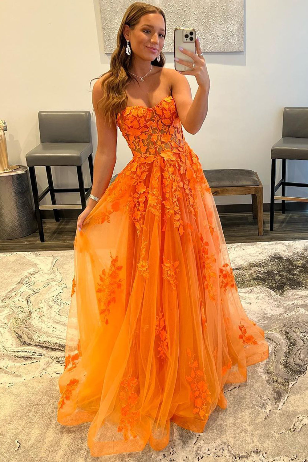 Sweetheart Long Prom Dress with Appliques