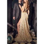 Vestido de noche largo de fiesta con escote corazón y tul sin tirantes