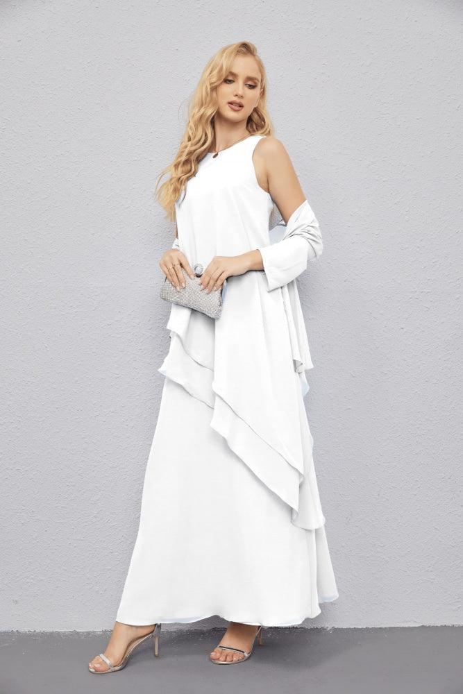 Vestidos de madre de la novia con cárdigan ligero abierto al frente, vestido formal de fiesta 28081 