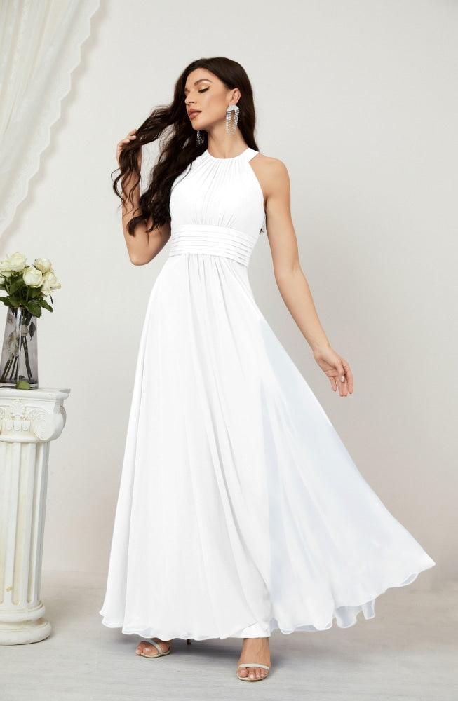 Robe de soirée formelle Baoleely en mousseline de soie, col licou, longue, sans manches, robe de demoiselle d'honneur 2802 