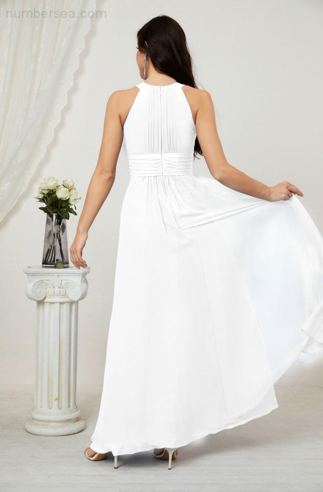 Robe de soirée formelle Baoleely en mousseline de soie, col licou, longue, sans manches, robe de demoiselle d'honneur 2802 