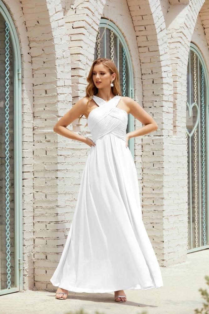 Vestidos de dama de honor con cuello halter, vestido formal de cóctel o de fiesta 28015 