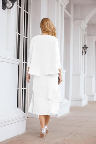 Vestido de fiesta formal de dos piezas corte A para la madre de la novia Sunderly SY28072