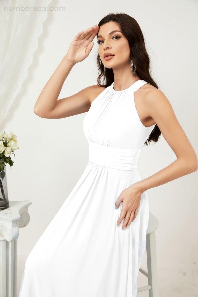 Robe de soirée formelle Baoleely en mousseline de soie, col licou, longue, sans manches, robe de demoiselle d'honneur 2802 
