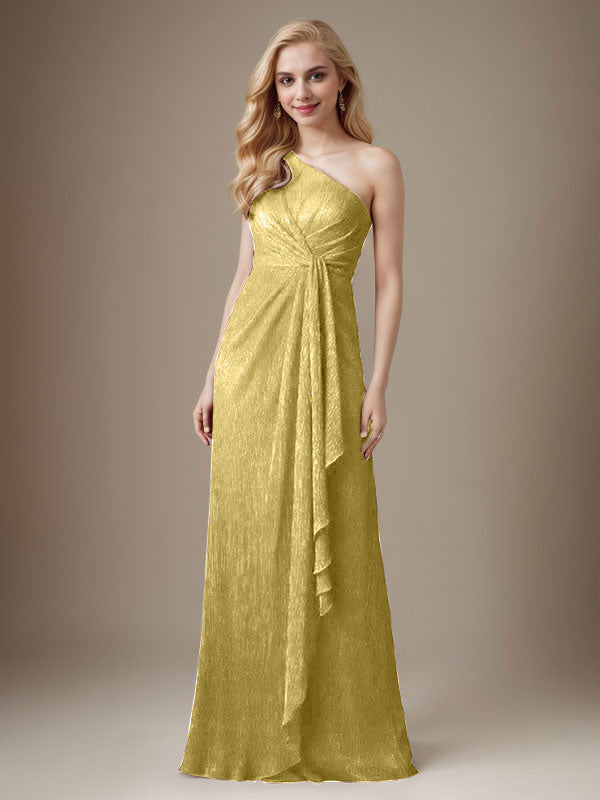 Vestido Ruby Sheath de malla metálica con un solo hombro para la madre de la novia