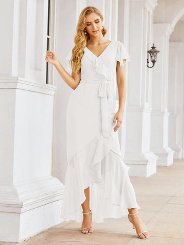 Vestidos de dama de honor Baoleely con volantes, estilo sirena, para fiestas formales, vestidos de noche, bailes de graduación y vestidos de violín 28042