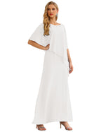 White Color Size 18 Mother of The Bride Dresses Long Cape Sleeves Formal Dress SEA28026