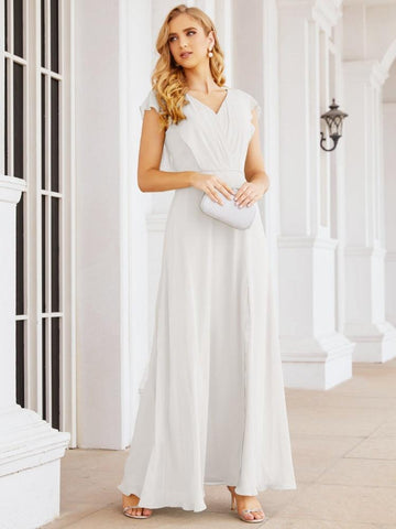 Robe de demoiselle d'honneur Sunnderly, robe de bal formelle à cape, robe dos nu pour la mère de la mariée SY28058 