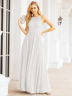 Baoleely Sleeveless Bridesmaid Dresses Long Prom Gown Zipper with Keyhole Back 28056