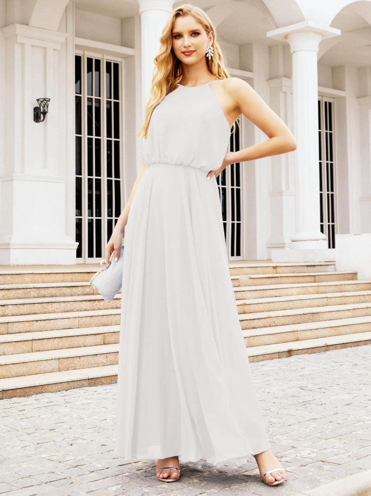 Baoleely  Halter Long Bridesmaid Dresses Formal A line Juniors Dress 28029