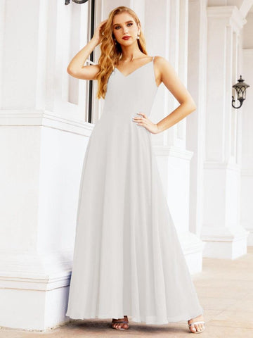 Vestido de dama de honor Baoleely con tirantes finos, escote en V, espalda con mariposa, vestido formal de noche para fiesta o graduación 28036