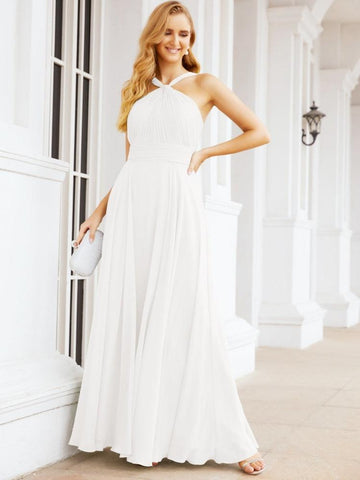 Baoleely Crisscross Halter Bridesmaid Dresses for Party Wedding Evening Prom Maxi Ball Gowns 28053