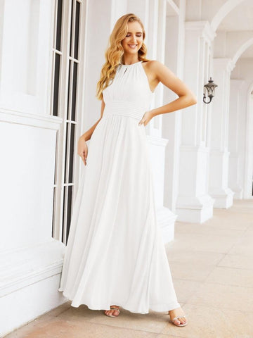 Vestidos de dama de honor Baoleely con escote tipo ojo de cerradura, sin mangas, para fiestas formales de noche y graduación 28043