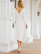 Robe de demoiselle d'honneur dos nu en V avec ceinture à la taille - Mère de la mariée - Invitée au mariage SY28031