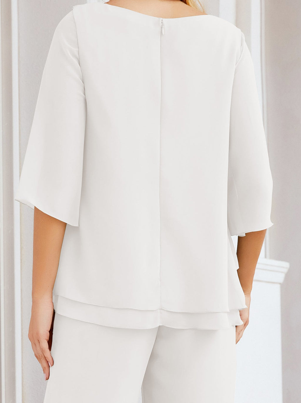 Baoleely Élégante robe mère de la mariée 2 pièces, grande taille, pantalon, volants, couches argentées, peignoir 28064