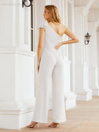 Baoleely Women's One Shoulder Long Jumpsuit Formal Evening Dress Long Bridesmaid Dresses Pants Wedding Party 28034
