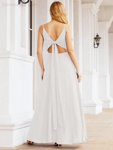 Vestido de dama de honor Baoleely con tirantes finos, escote en V, espalda con mariposa, vestido formal de noche para fiesta o graduación 28036